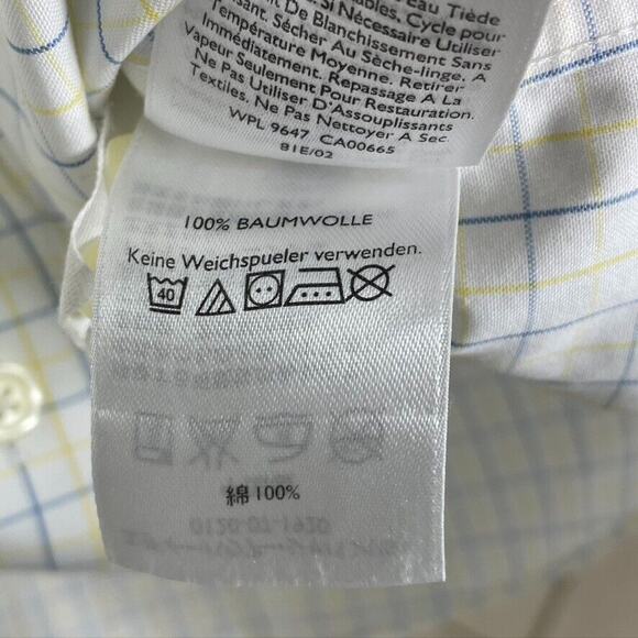 Eddie Bauer Yellow Blue Plaid Casual Button Up Long Sleeve Size L Men - Picture 5 of 6